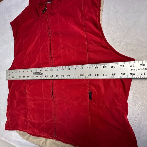 Faconnable Womens Red Quilted Padded Vest XL Zip Up Outerwear Lightweight - Picture 9 of 10